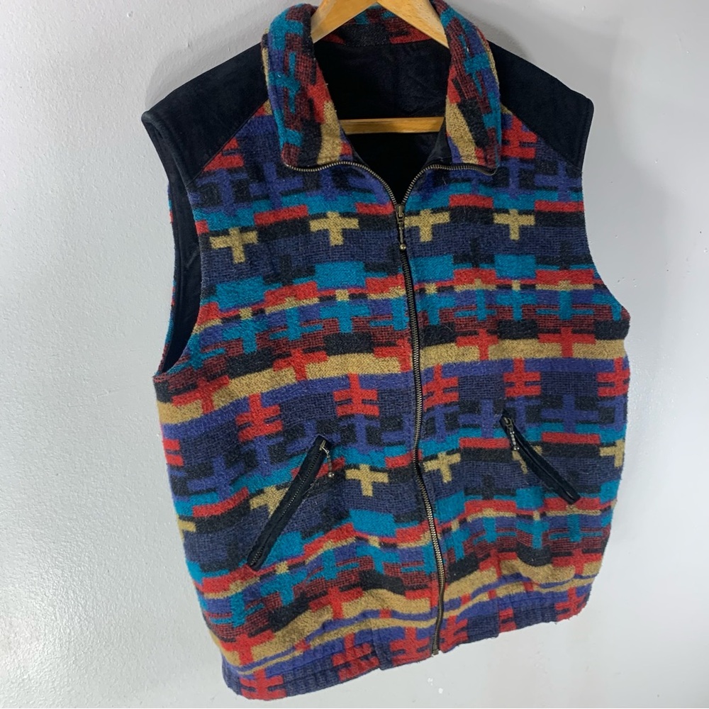 90s southwestern Navajo style  made in Canada wool vest. Unisex